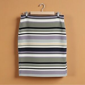 LOFT Striped Pencil Skirt | Lavender Olive Navy Black | Women’s Size 6